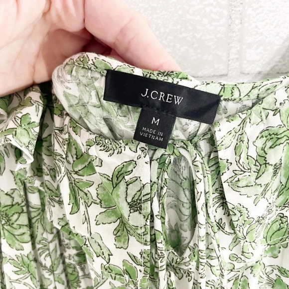 J. Crew Green & White Tiered Maxi Dress in Tossed Floral Print Women's Medium - Picture 6 of 9